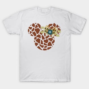 Giraffe Print Floral Mouse T-Shirt